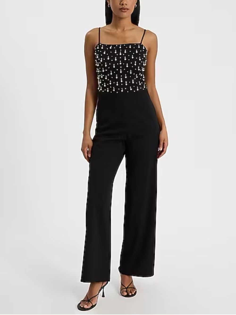 NWT Express Embellished Square Neck Sleeveless Jumpsuit